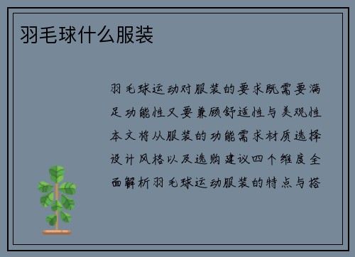 羽毛球什么服装